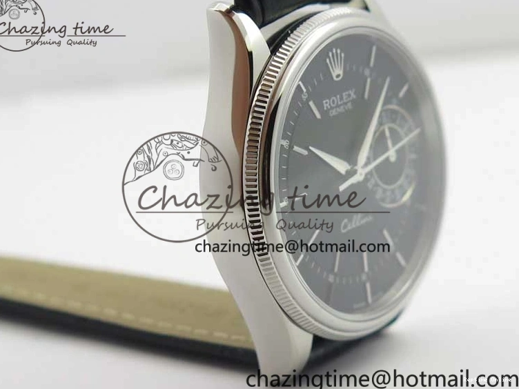 0510 Cellini 50519 Real Date SS BP Maker Best Edition Black Dial Sticks Markers on Black Leather Strap SA Affordable 3087